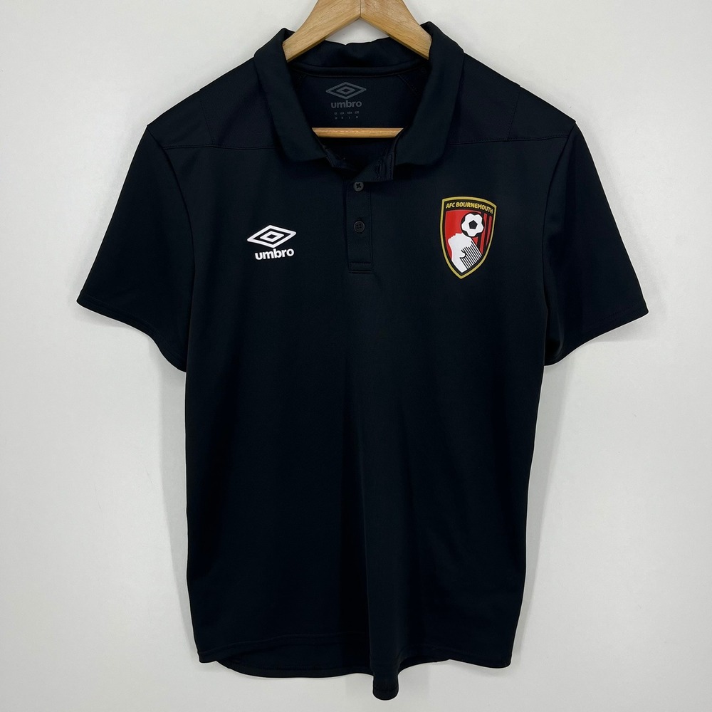 Umbro AFC Bournemouth Mens Black Soccer Football Polo Shirt Size Medium